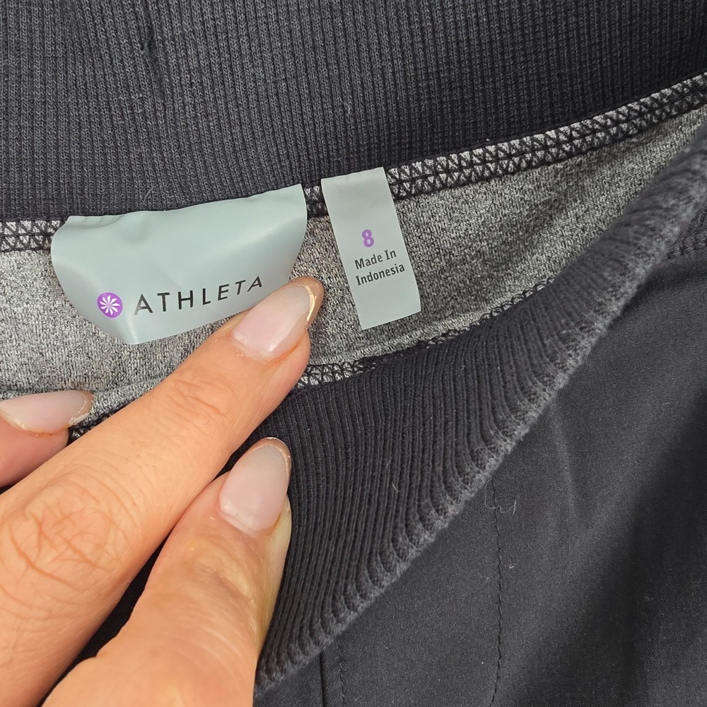 Athleta City Lined Jogger Pants Womens 8 Black Sweatpants Stretch Drawstring Gym - Picture 3 of 8
